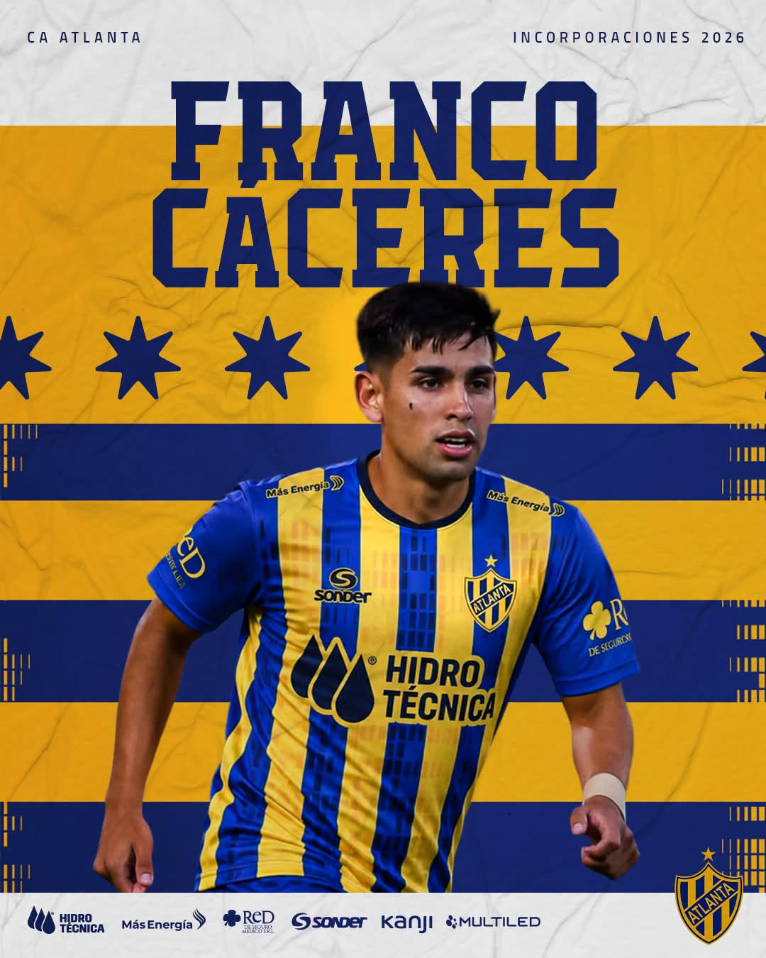 Anuncio Franco Cáceres como nuevo jugador de atlanta